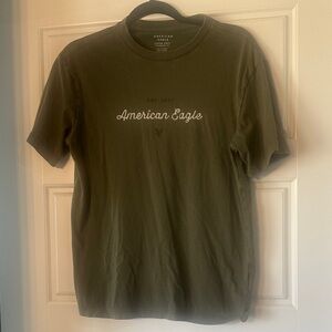 American Eagle Outfitters Men's Dark Green Tee